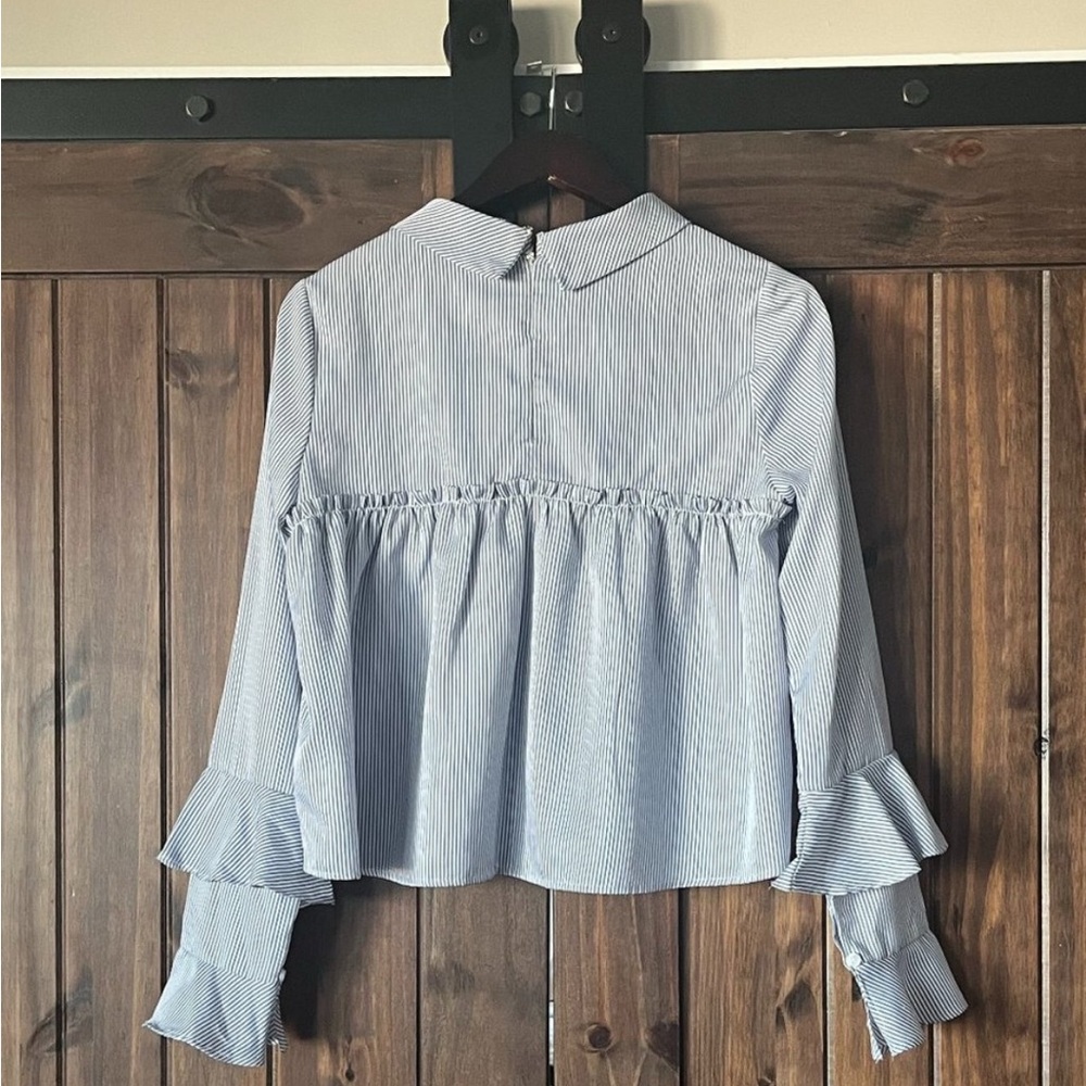 On Twelfth Blue and White Striped Shirt - Picture 3 of 10